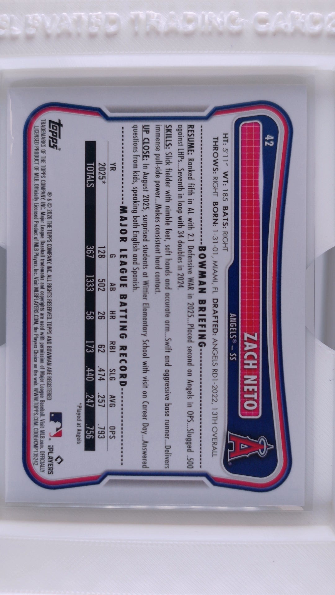 2026 Bowman Baseball Zach Neto 
