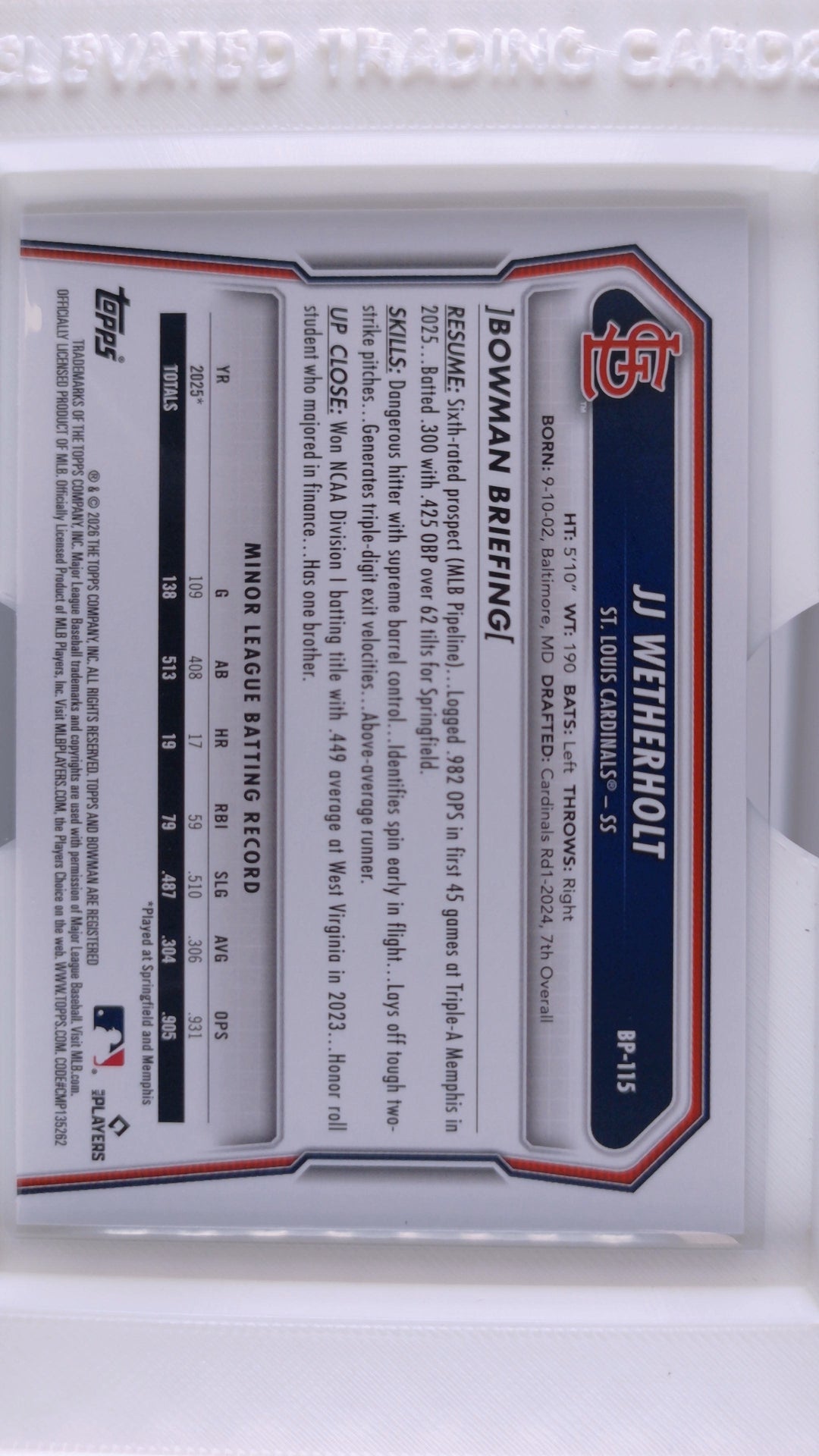2026 Bowman Baseball JJ Wetherholt 