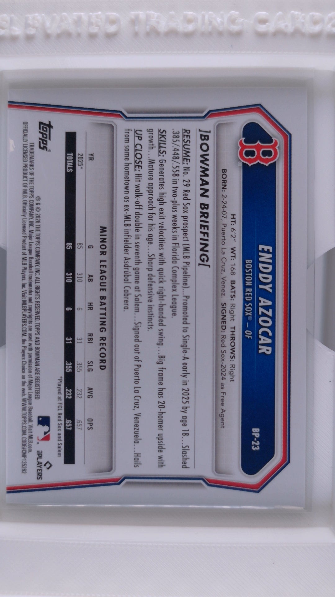 2026 Bowman Baseball Enddy Azocar 