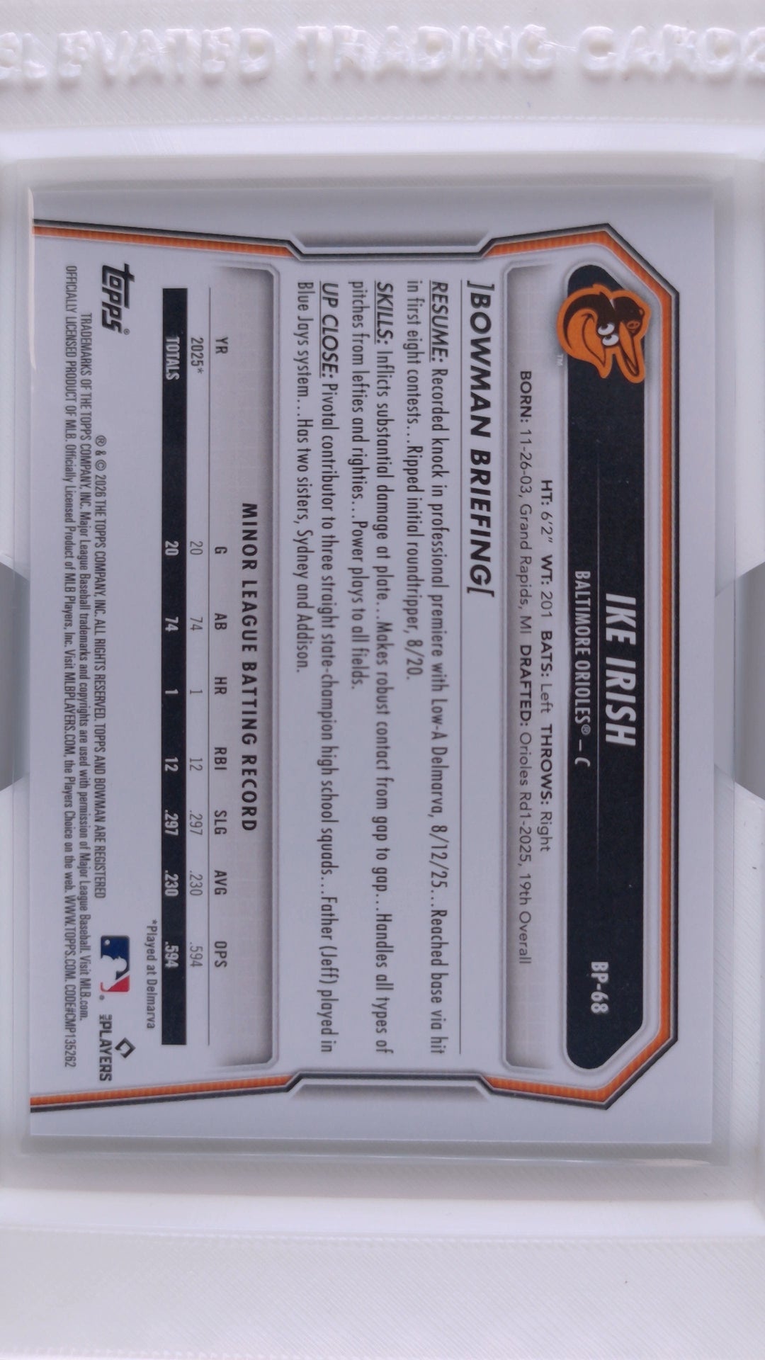 2026 Bowman Baseball Ike Irish 