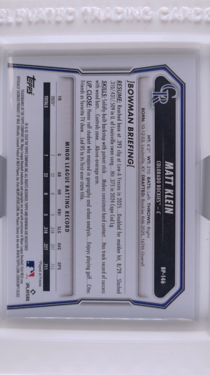 2026 Bowman Baseball Matt Klein 