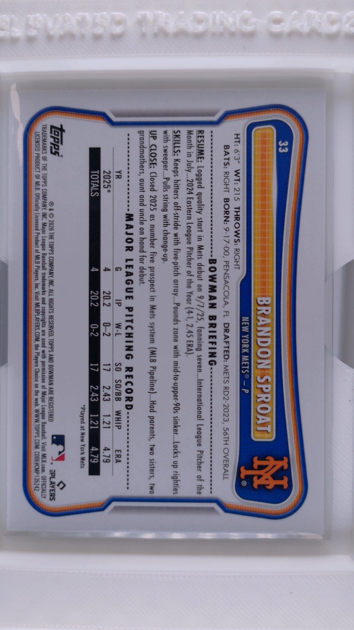 2026 Bowman Baseball Brandon Sproat 