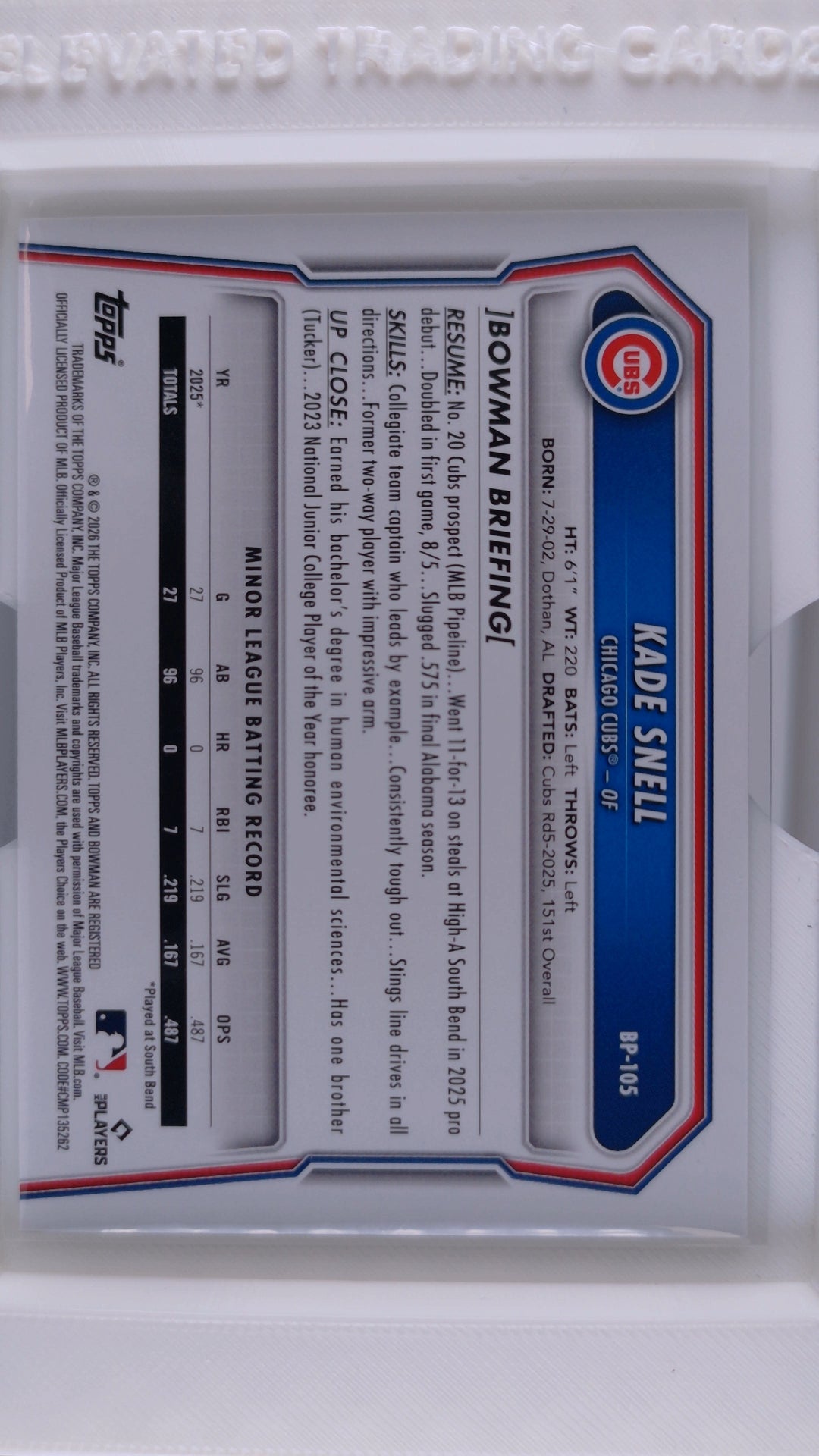 2026 Bowman Baseball Kade Snell 