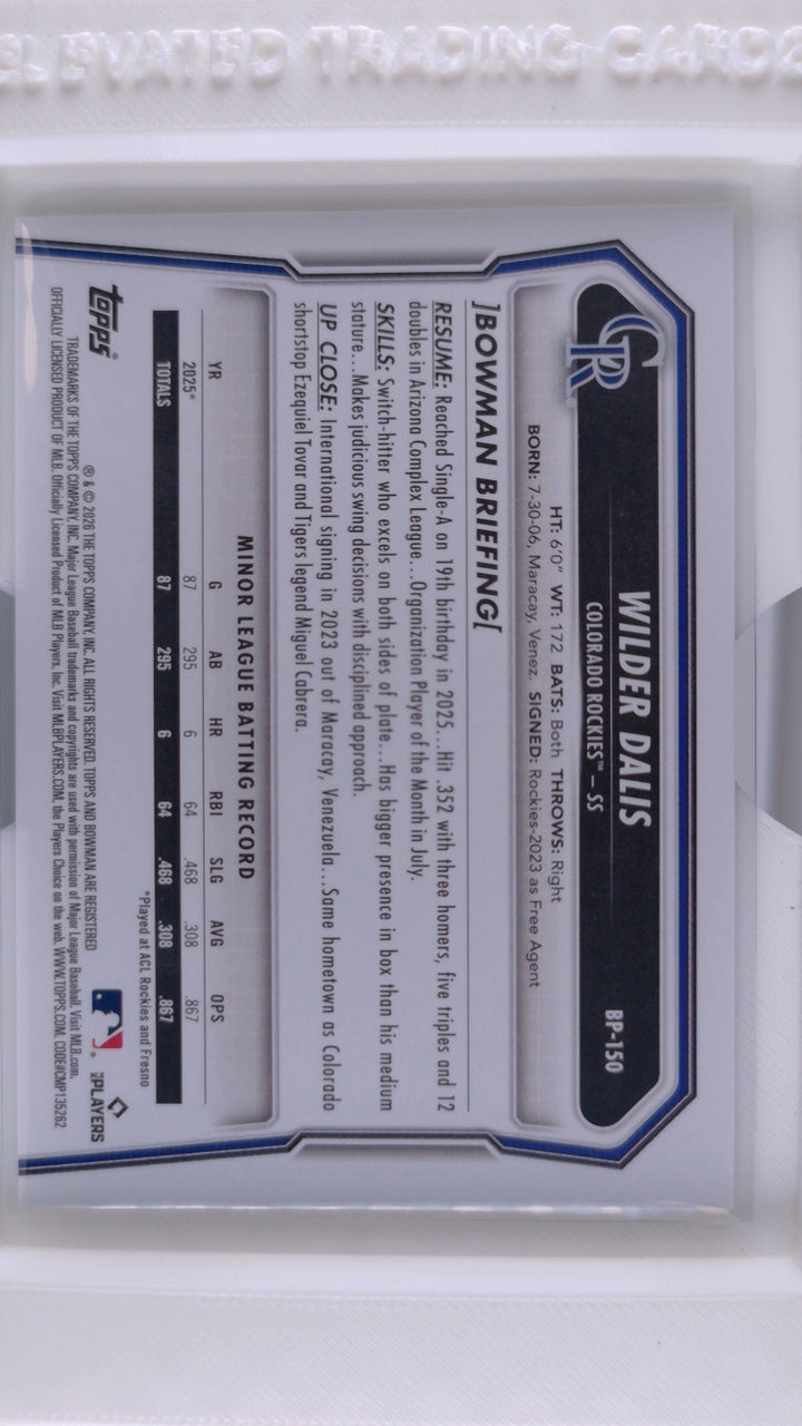 2026 Bowman Baseball Wilder Dalis 
