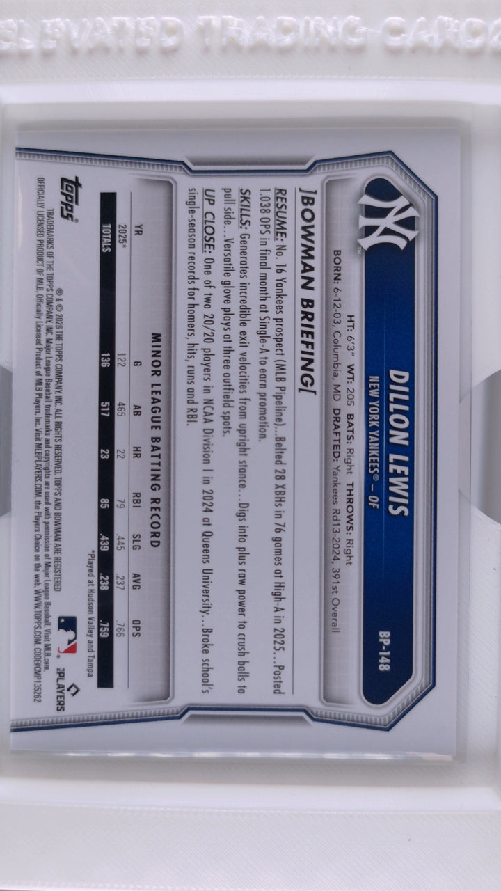 2026 Bowman Baseball Dillon Lewis 