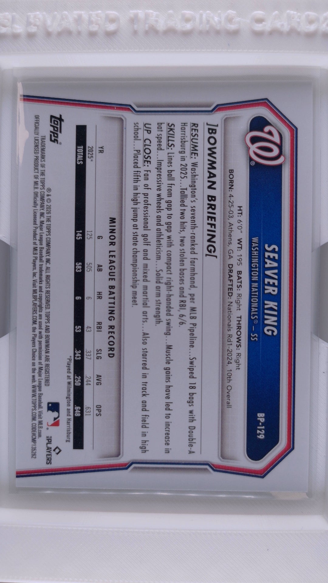 2026 Bowman Baseball Seaver King 