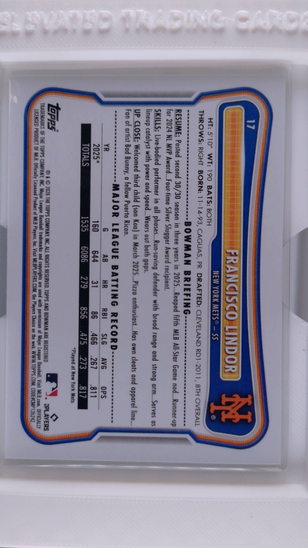 2026 Bowman Baseball Francisco Lindor 