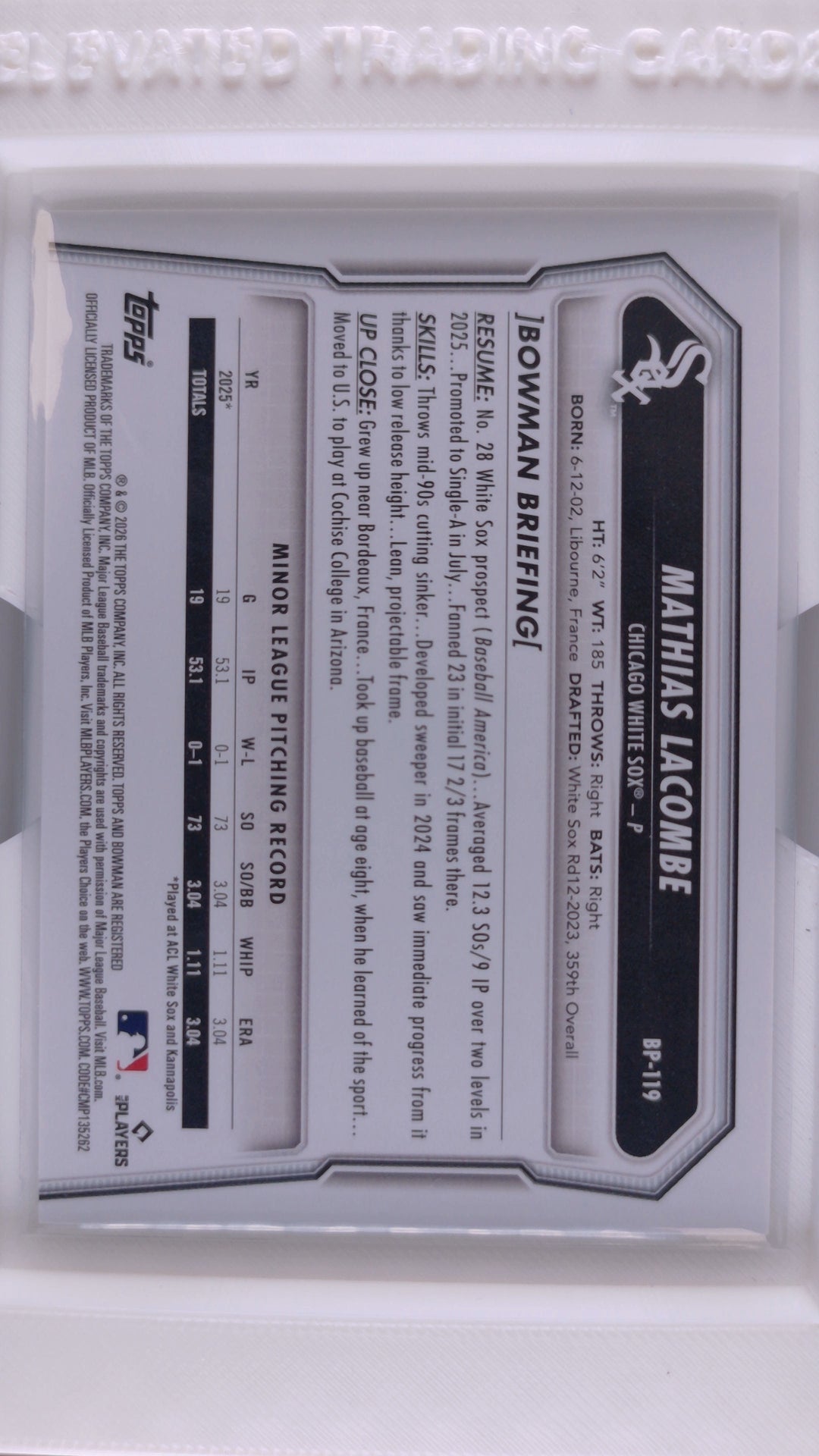 2026 Bowman Baseball Mathias Lacombe 