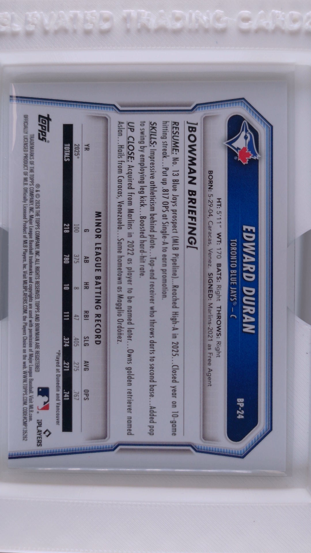 2026 Bowman Baseball Edward Duran 