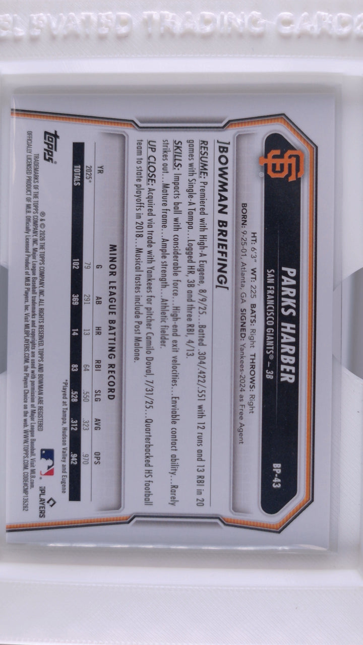 2026 Bowman Baseball Parks Harber 