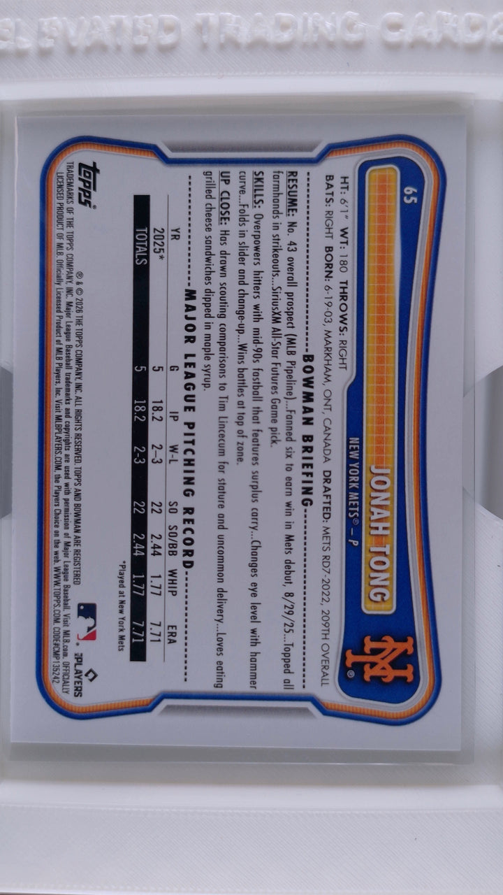 2026 Bowman Baseball Jonah Tong 