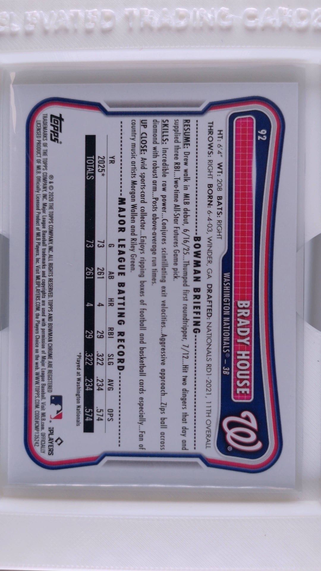 2026 Bowman Baseball Brady House 