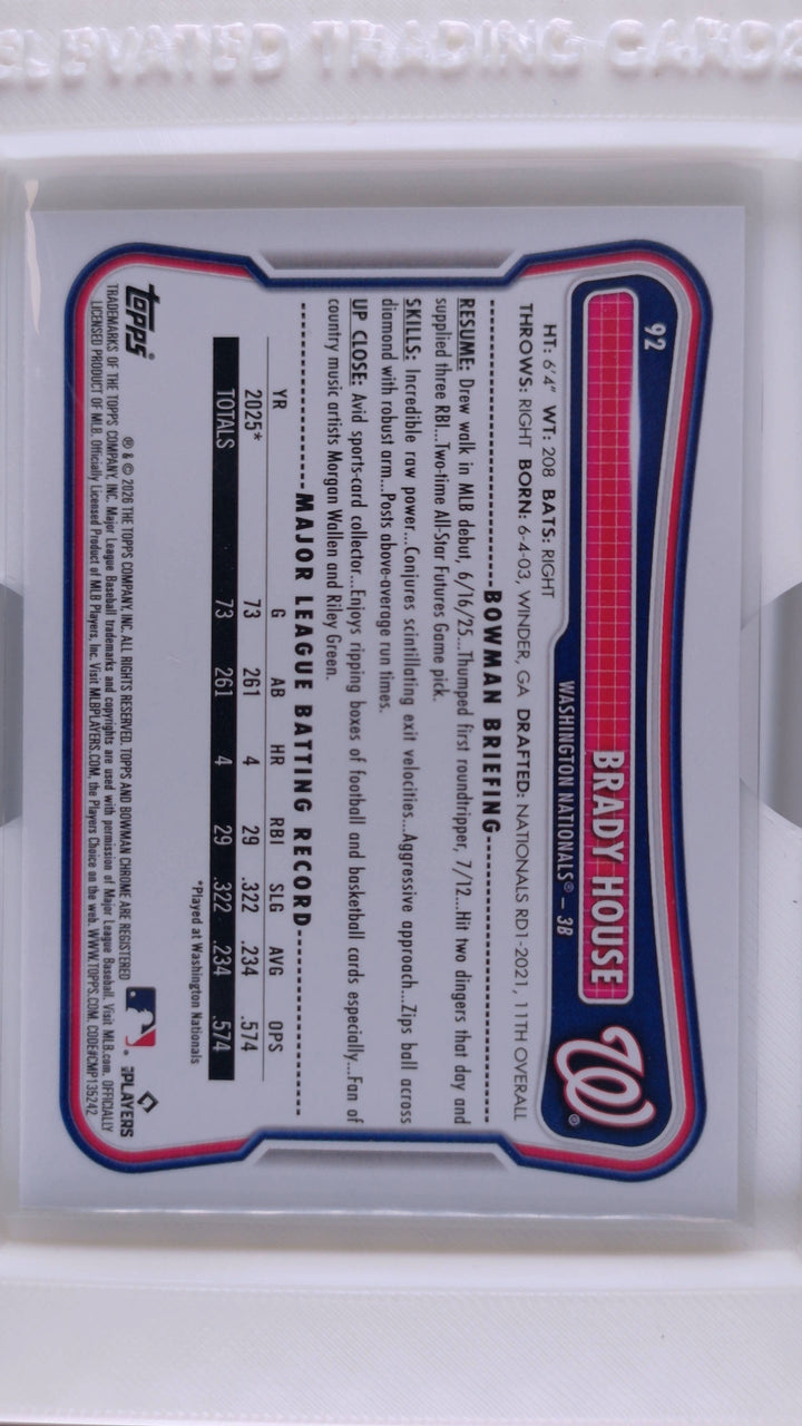 2026 Bowman Baseball Brady House 