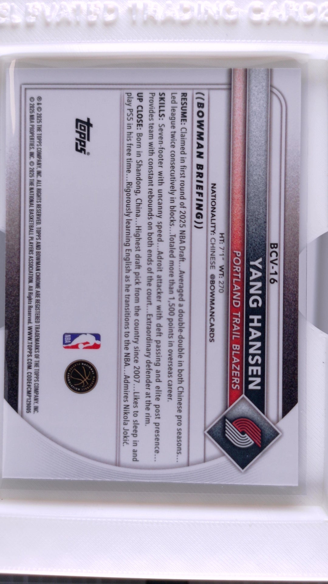 2025 Bowman Basketball Yang Hansen 