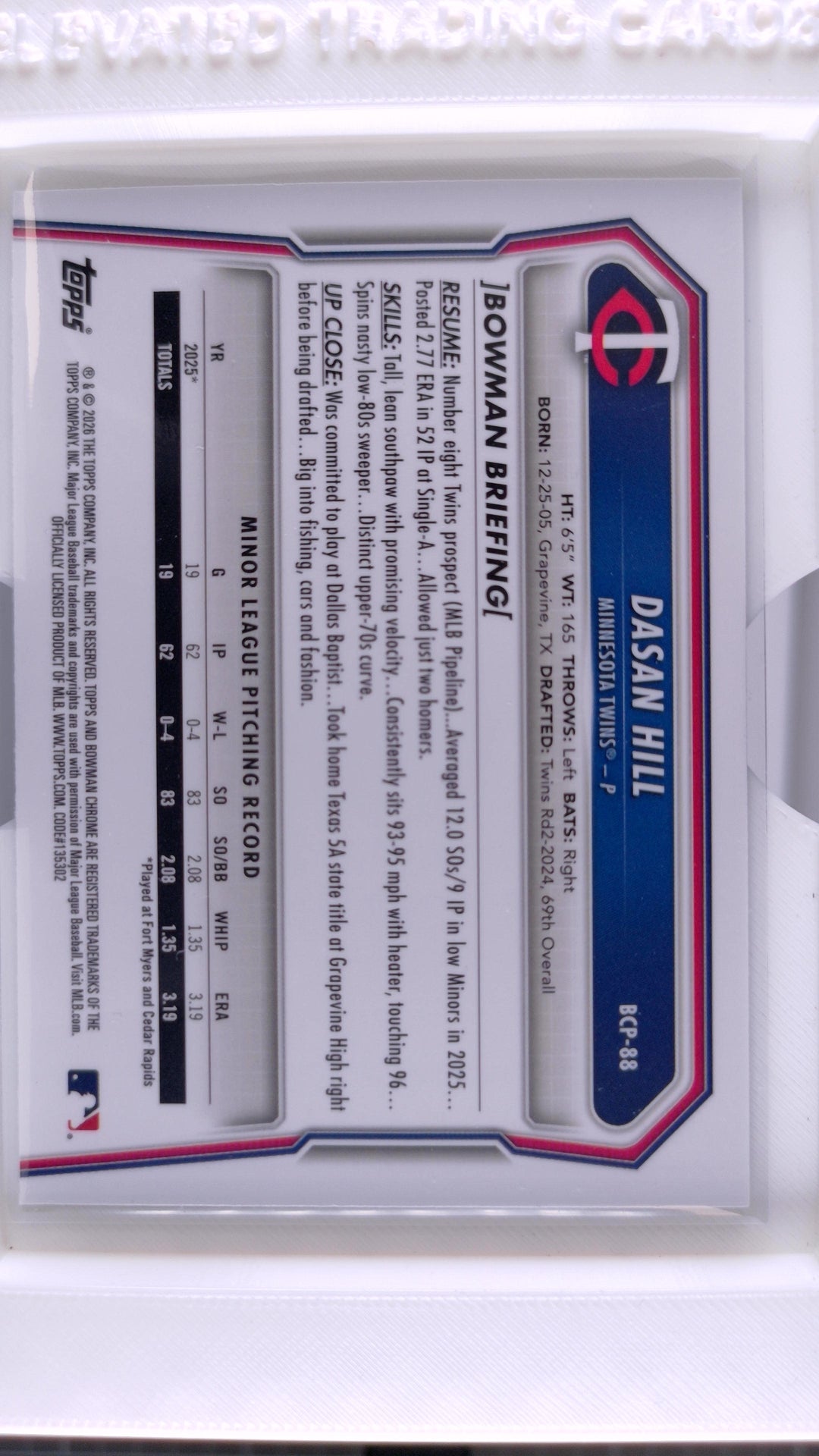 2026 Bowman Baseball Dasan Hill 