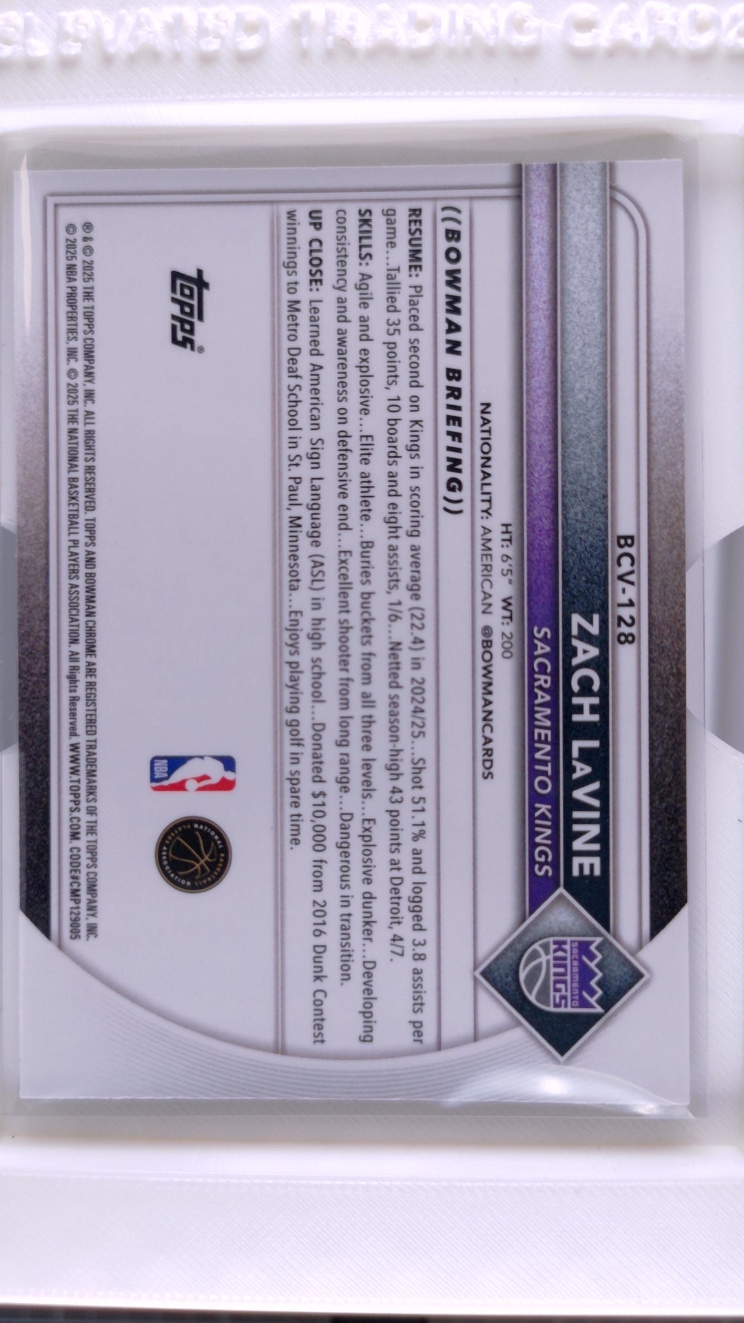 2025 Bowman Basketball Zach Lavine 