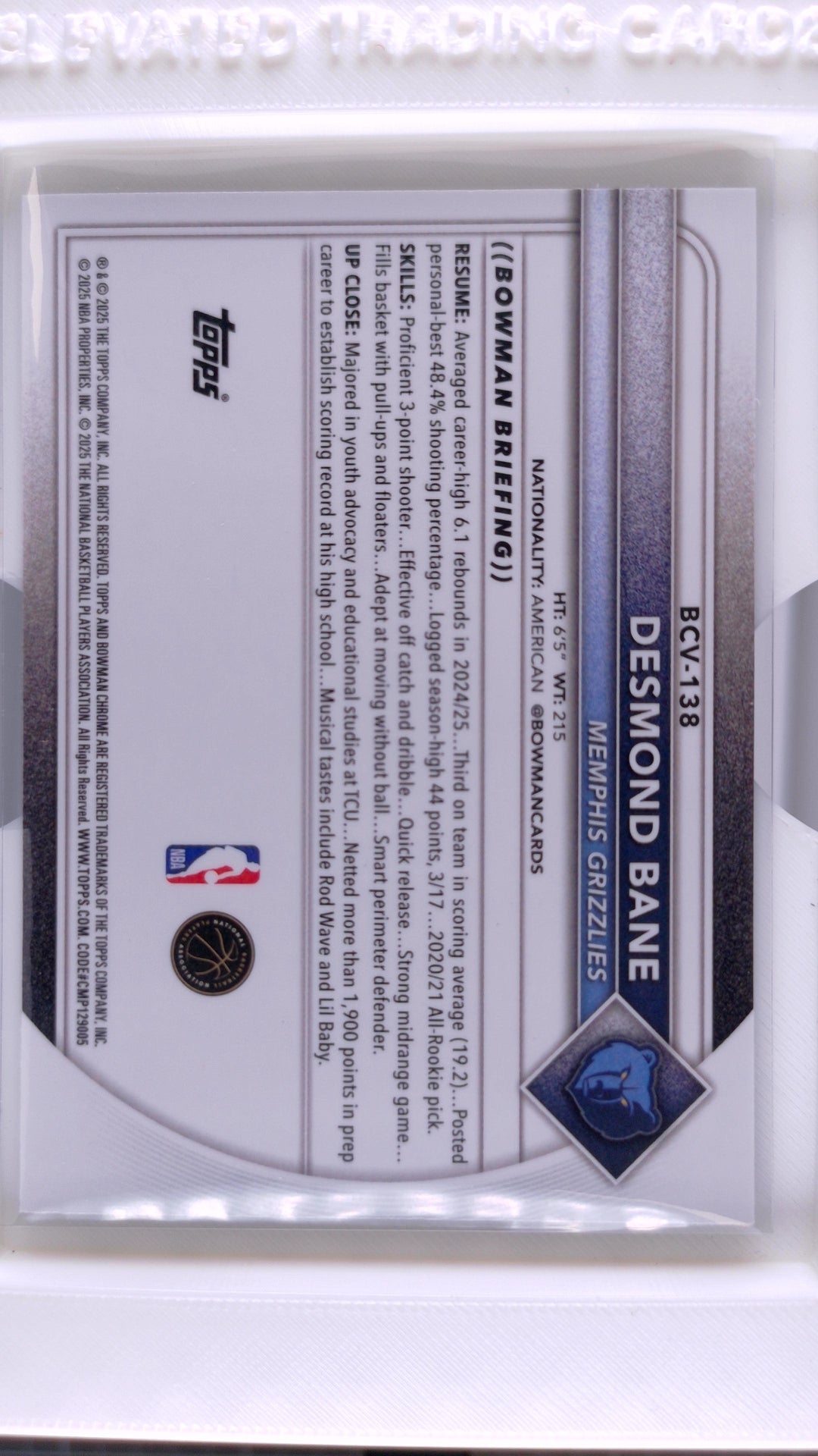 2025 Bowman Basketball Desmond Bane 