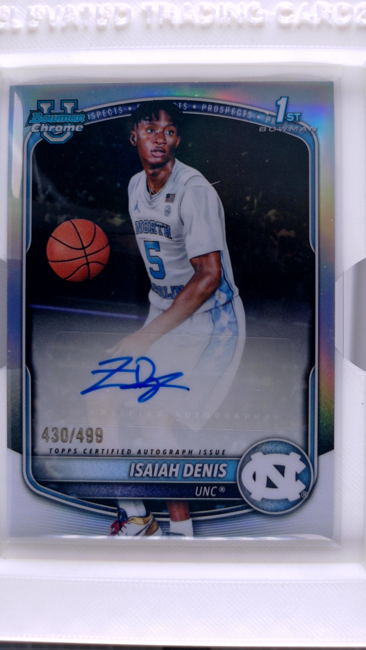 2025 Bowman Basketball Isaiah Denis #CPA-ID Chrome Prospect Refractor #430/499 Auto — Front