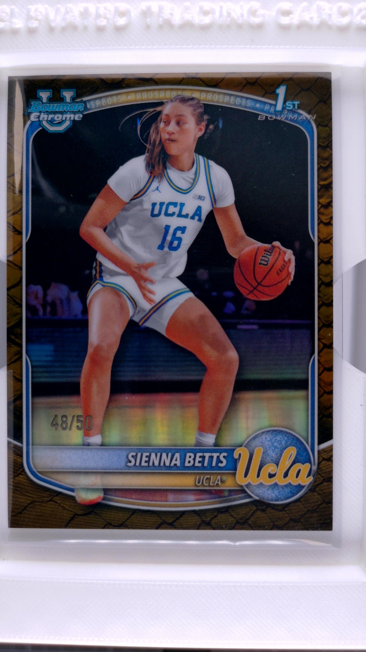 2025 Bowman Basketball Sienna Betts #BCP-13 Chrome Prospects Reptilian Gold Refractor #48/50 — Front