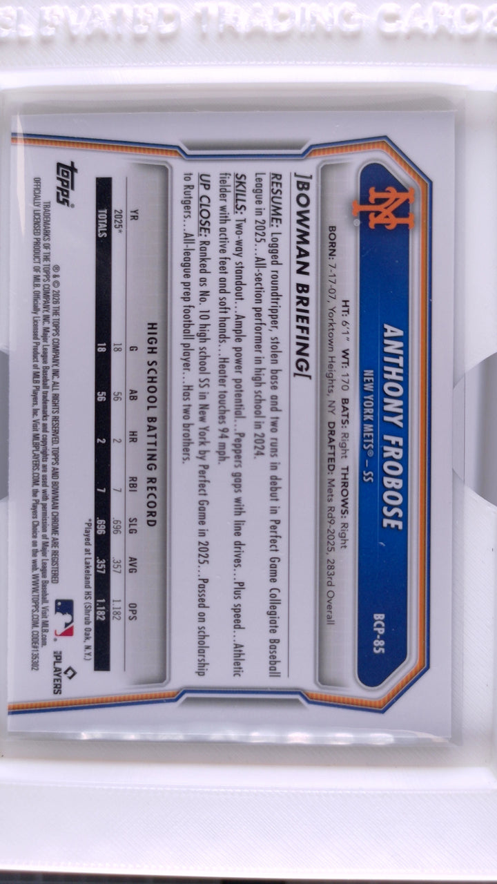 2026 Bowman Baseball Anthony Frobose 