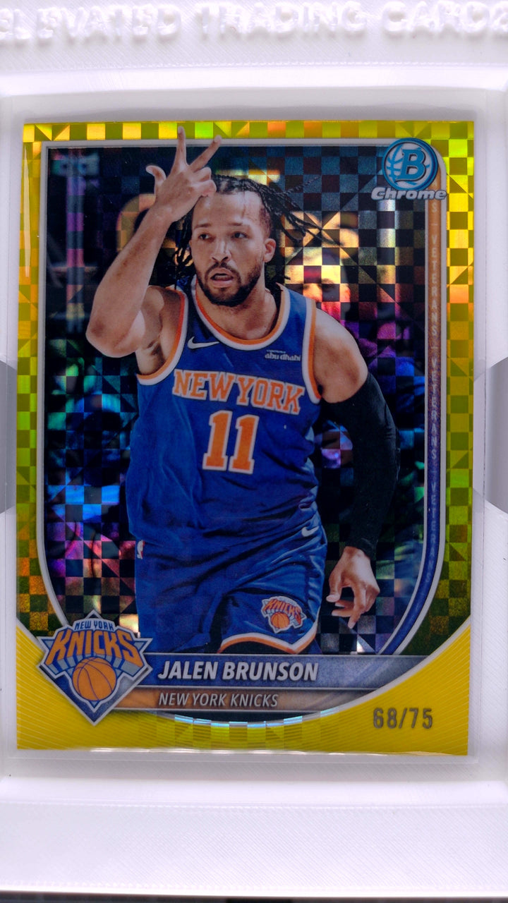 2025 Bowman Basketball Jalen Brunson #BCV-62 Chrome Yellow X-Fractor #68/75 — Front
