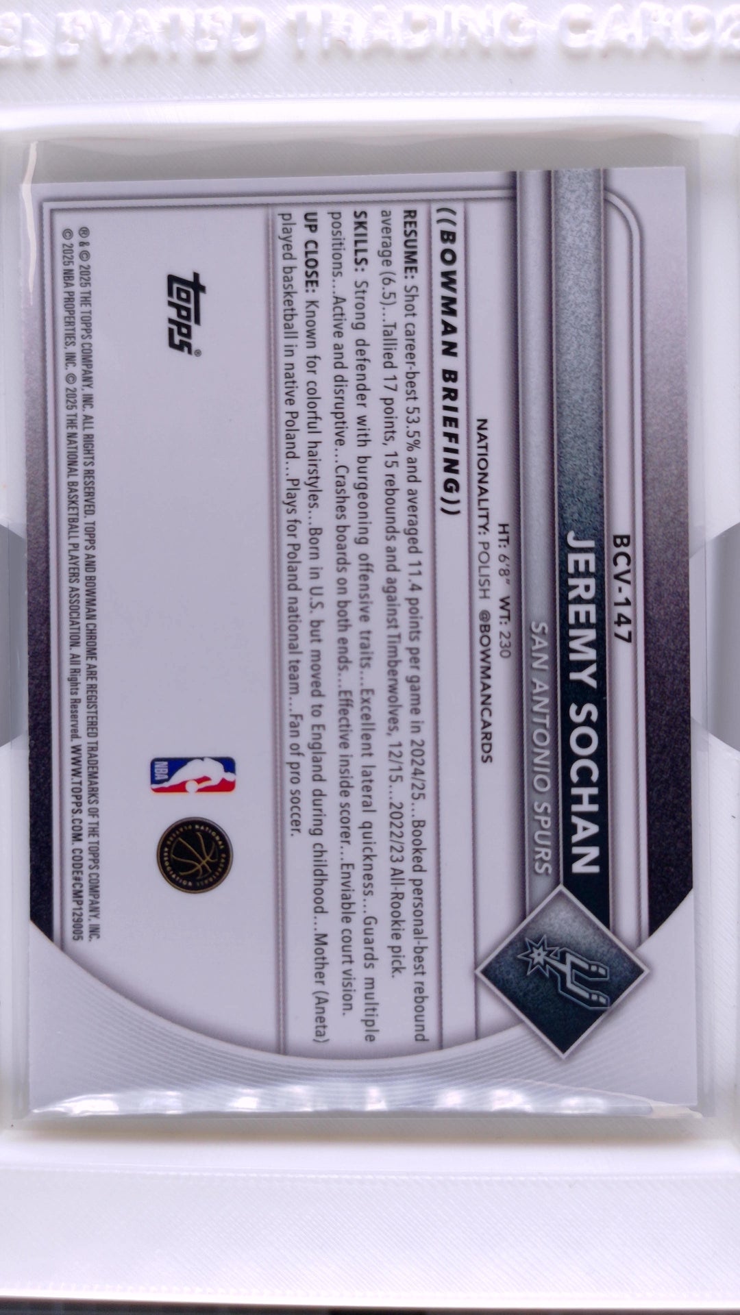 2025 Bowman Basketball Jeremy Sochan 