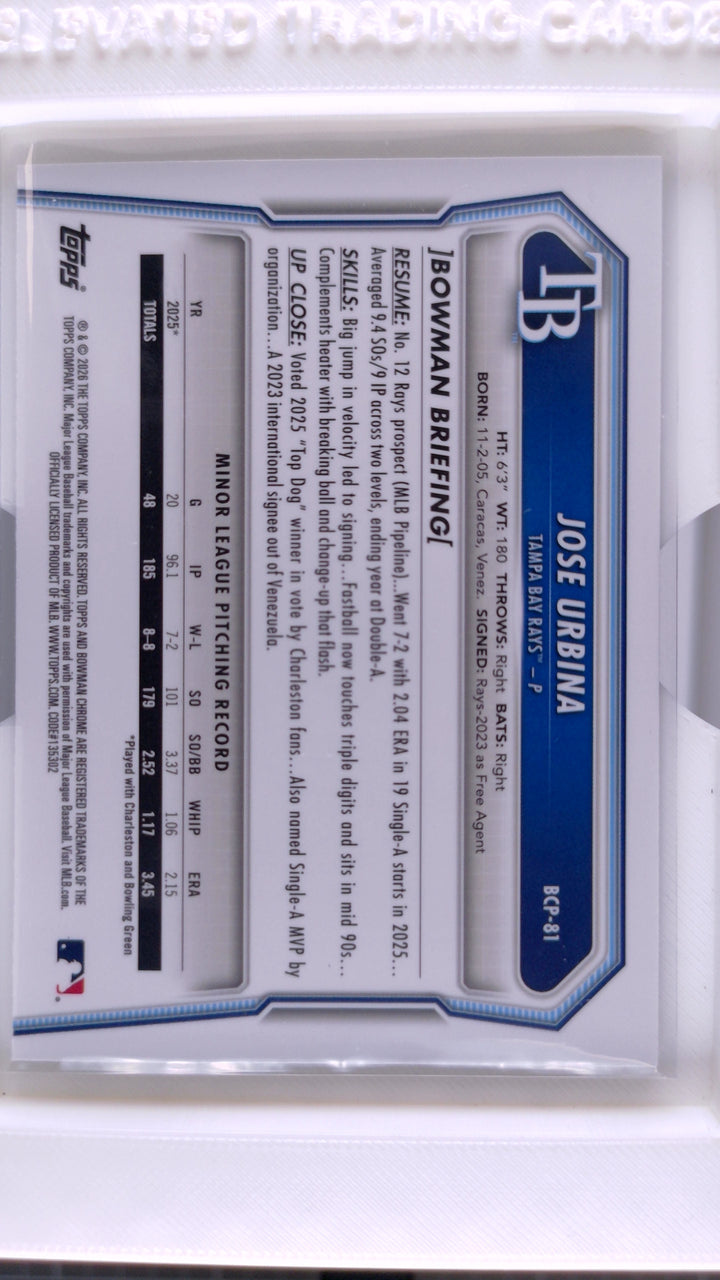 2026 Bowman Baseball Jose Urbina 