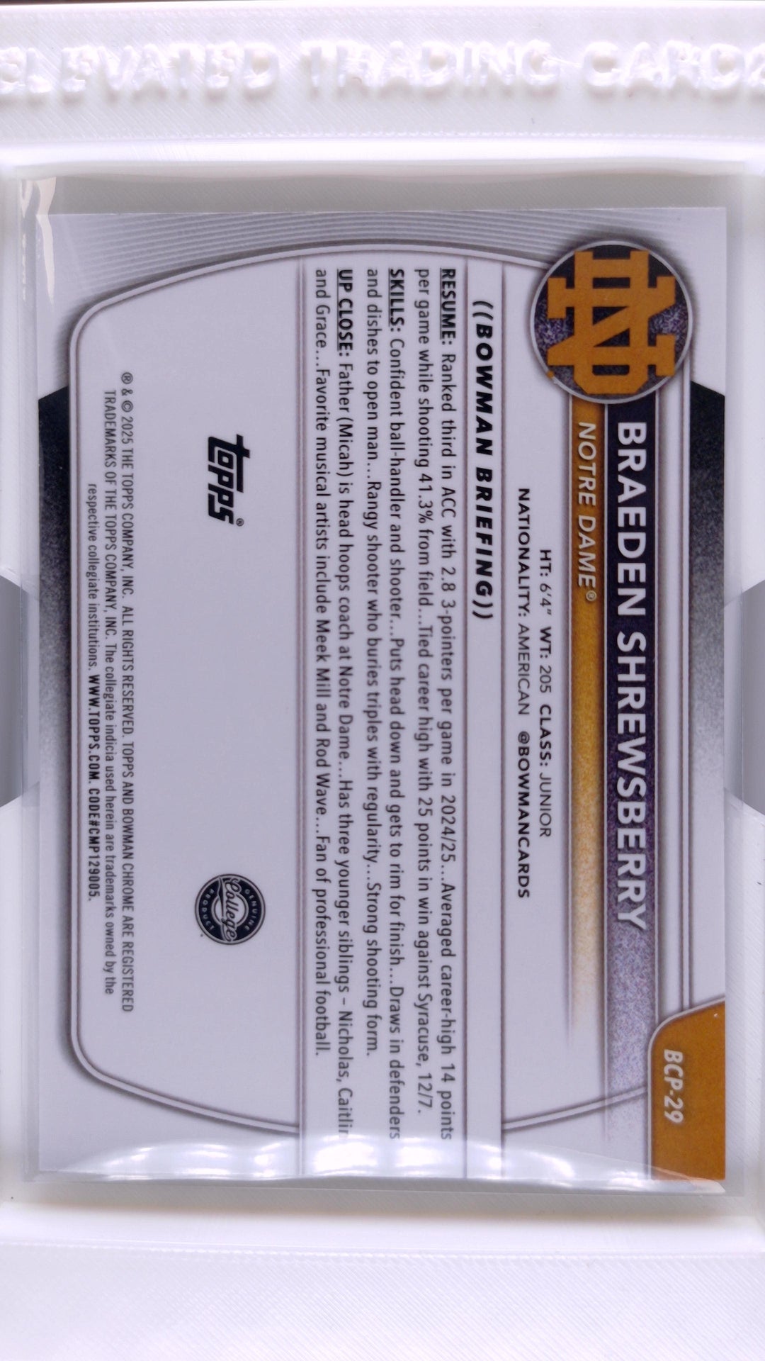 2025 Bowman Basketball Braeden Shrewsberry 