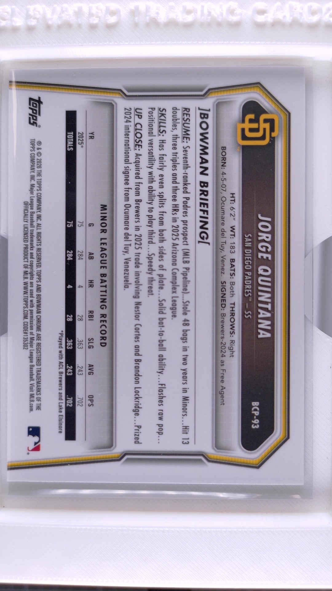 2026 Bowman Baseball Jorge Quintana 