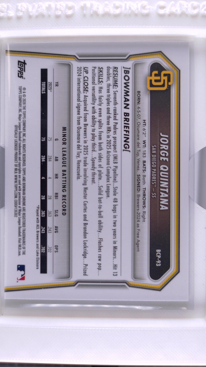 2026 Bowman Baseball Jorge Quintana 