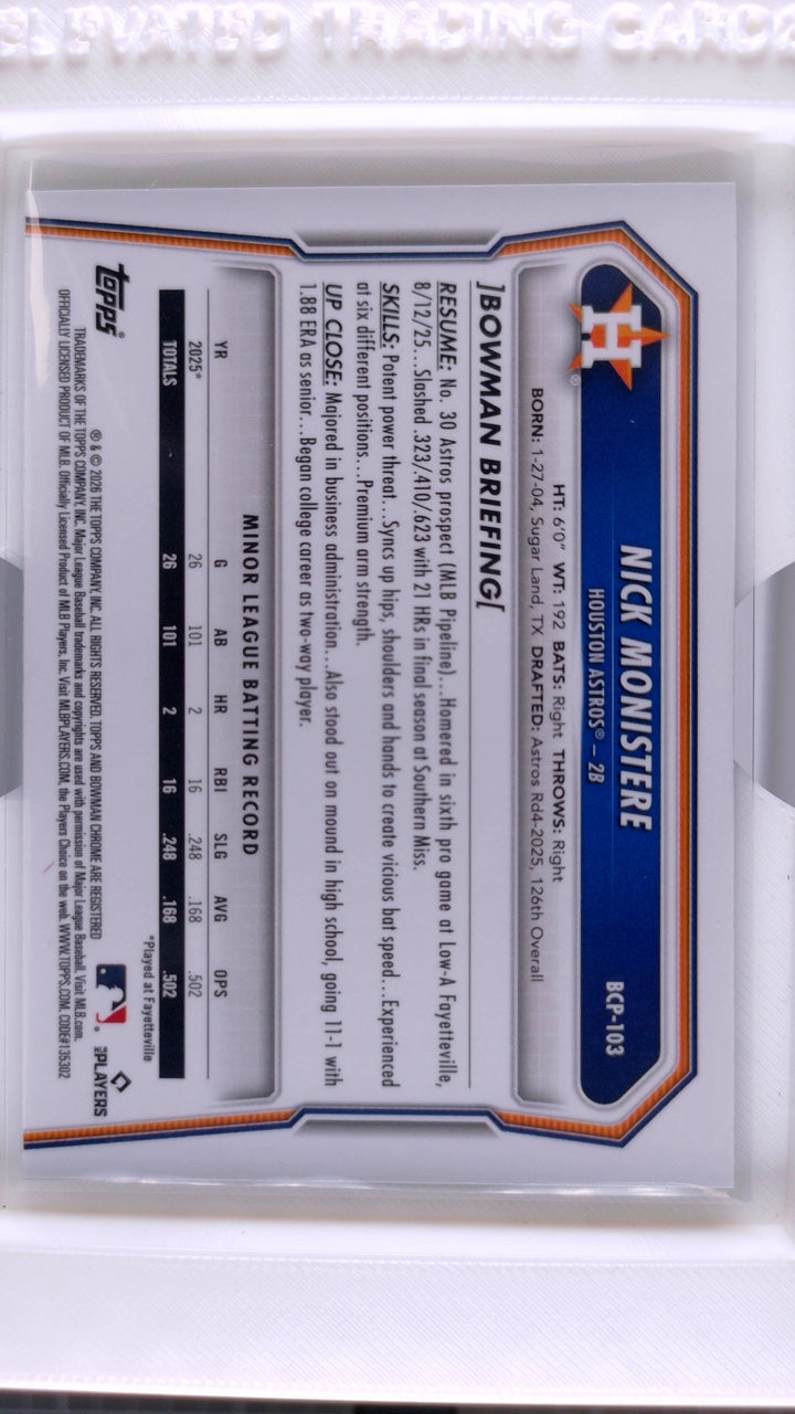 2026 Bowman Baseball Nick Monistere 