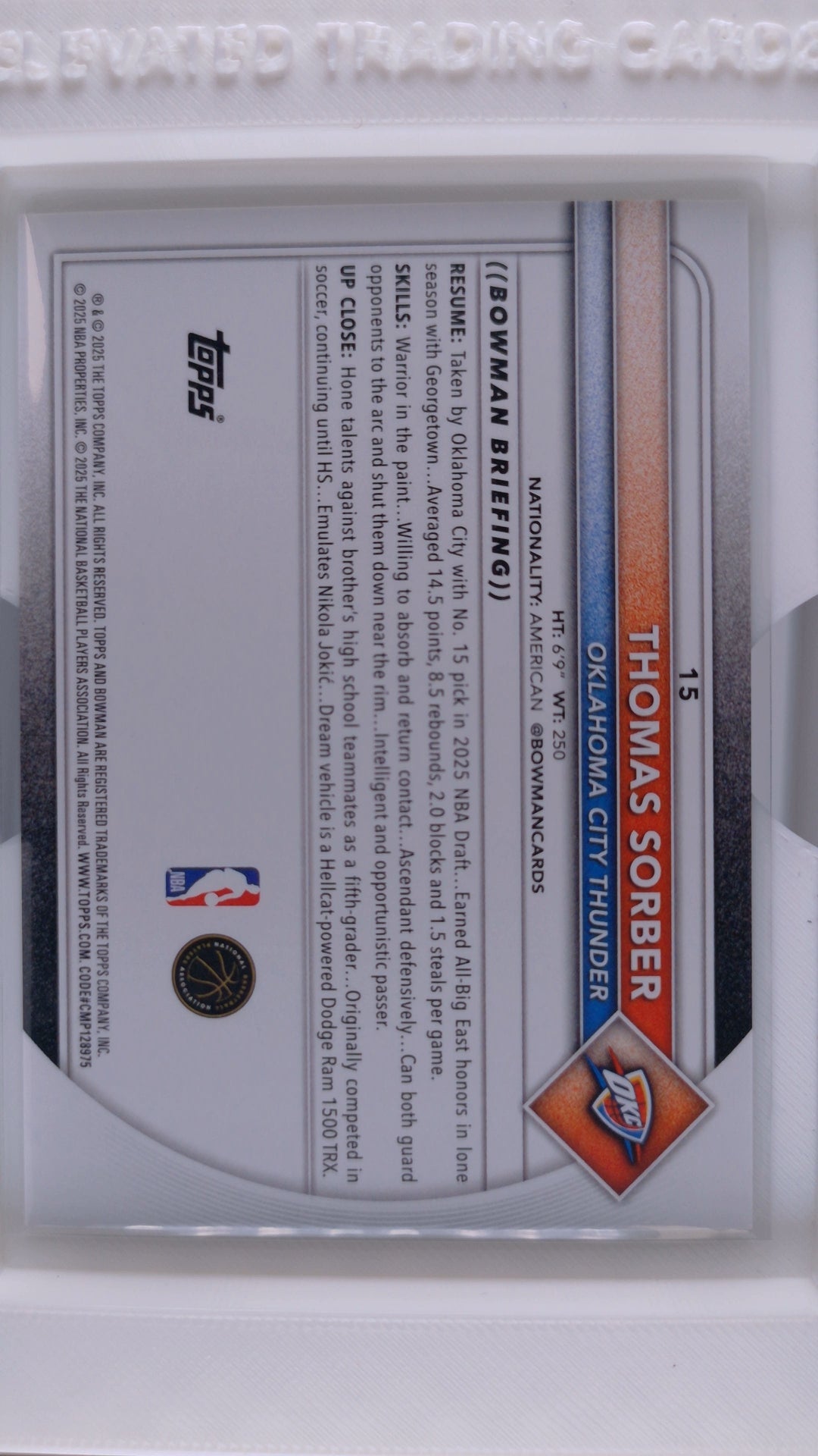 2025 Bowman Basketball Thomas Sorber 