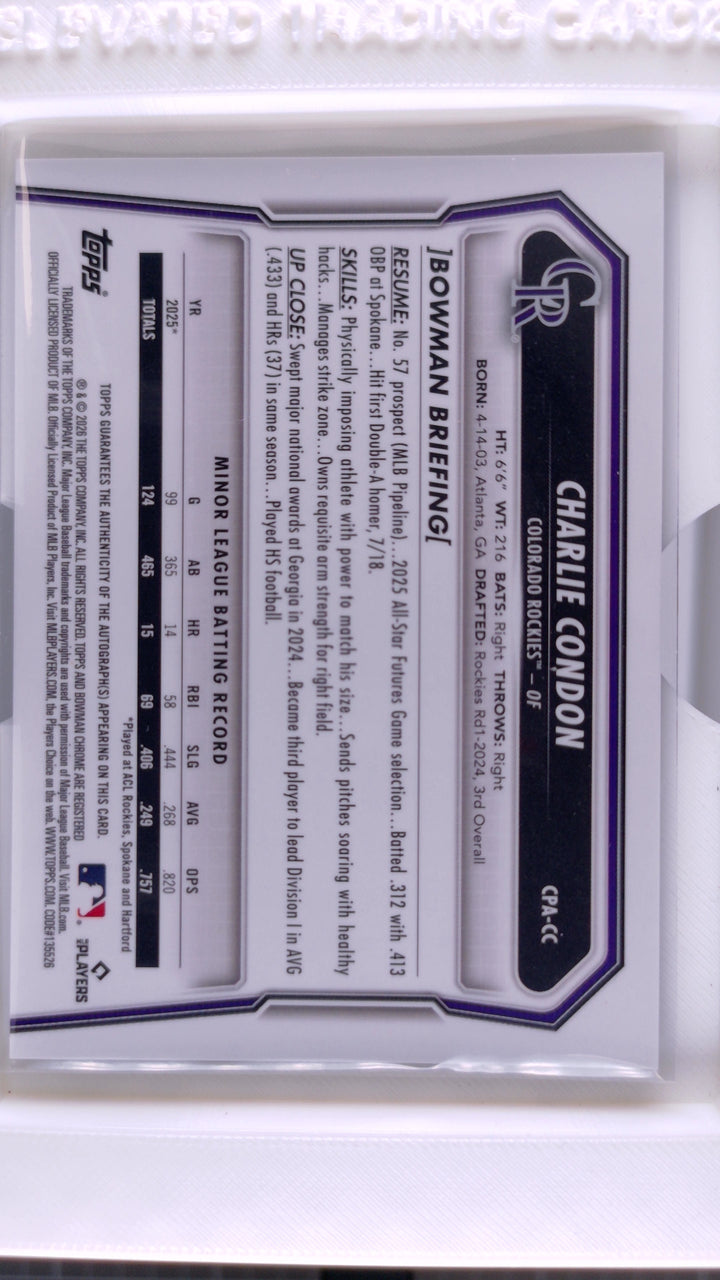 2026 Bowman Baseball Charlie Condon 