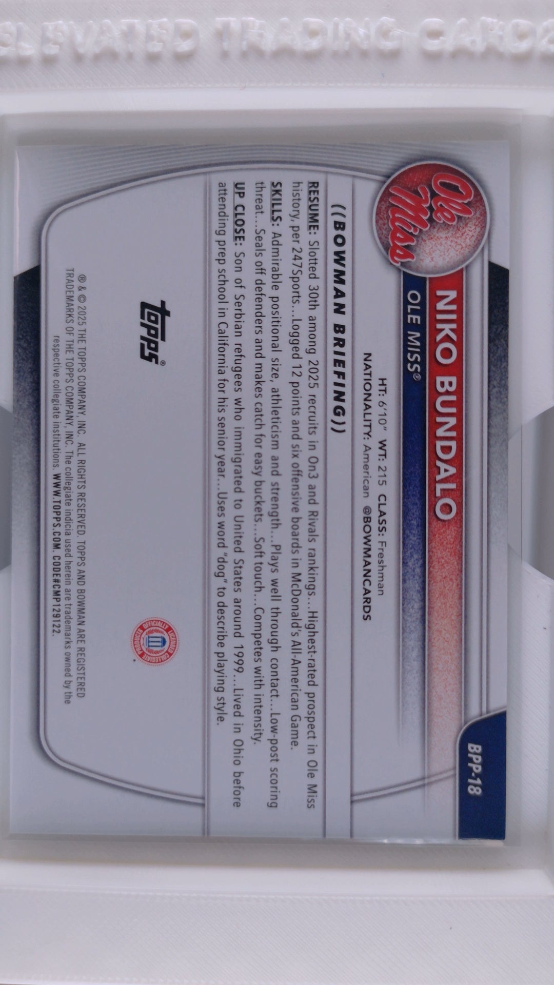 2025 Bowman Basketball Niko Bundalo 