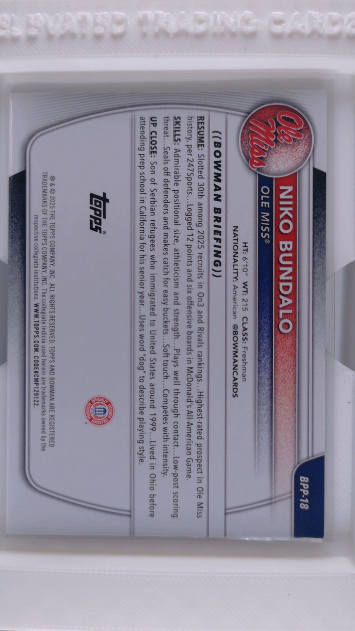2025 Bowman Basketball Niko Bundalo 