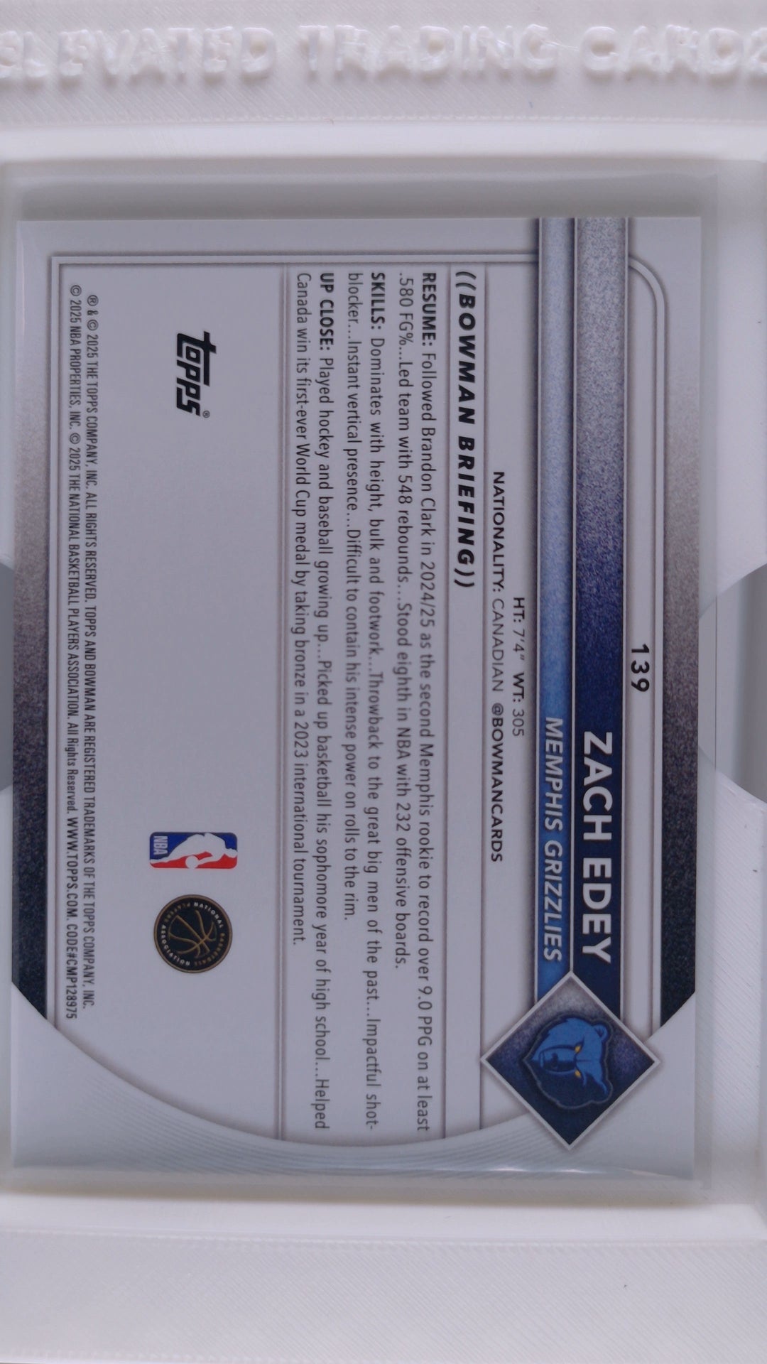 2025 Bowman Basketball Zach Edey 