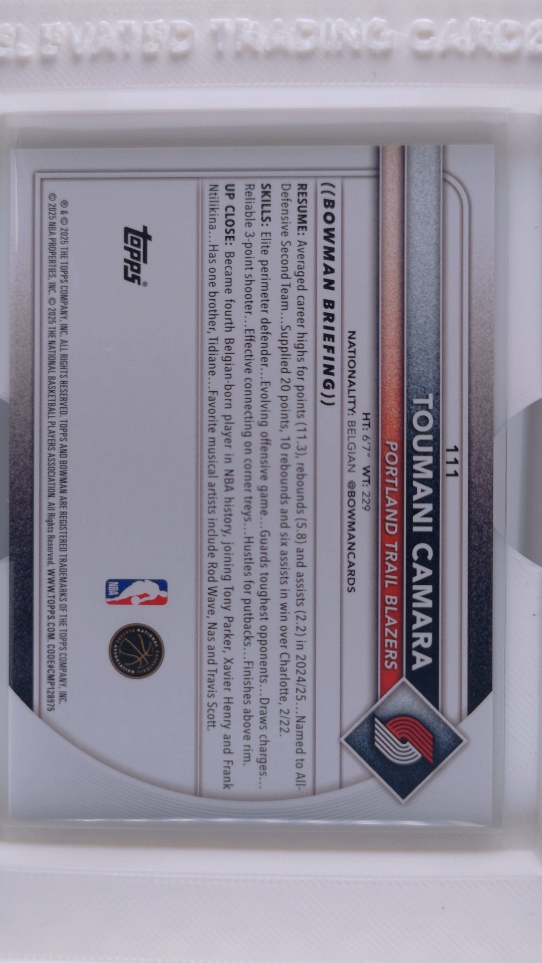 2025 Bowman Basketball Toumani Camara 