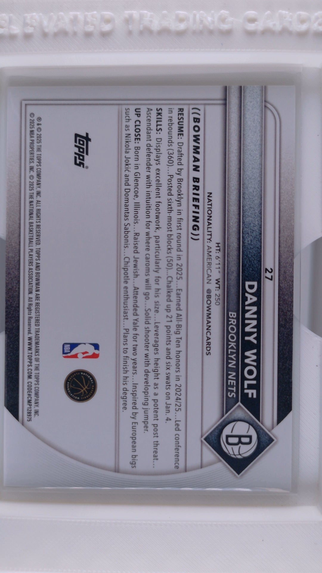 2025 Bowman Basketball Danny Wolf 