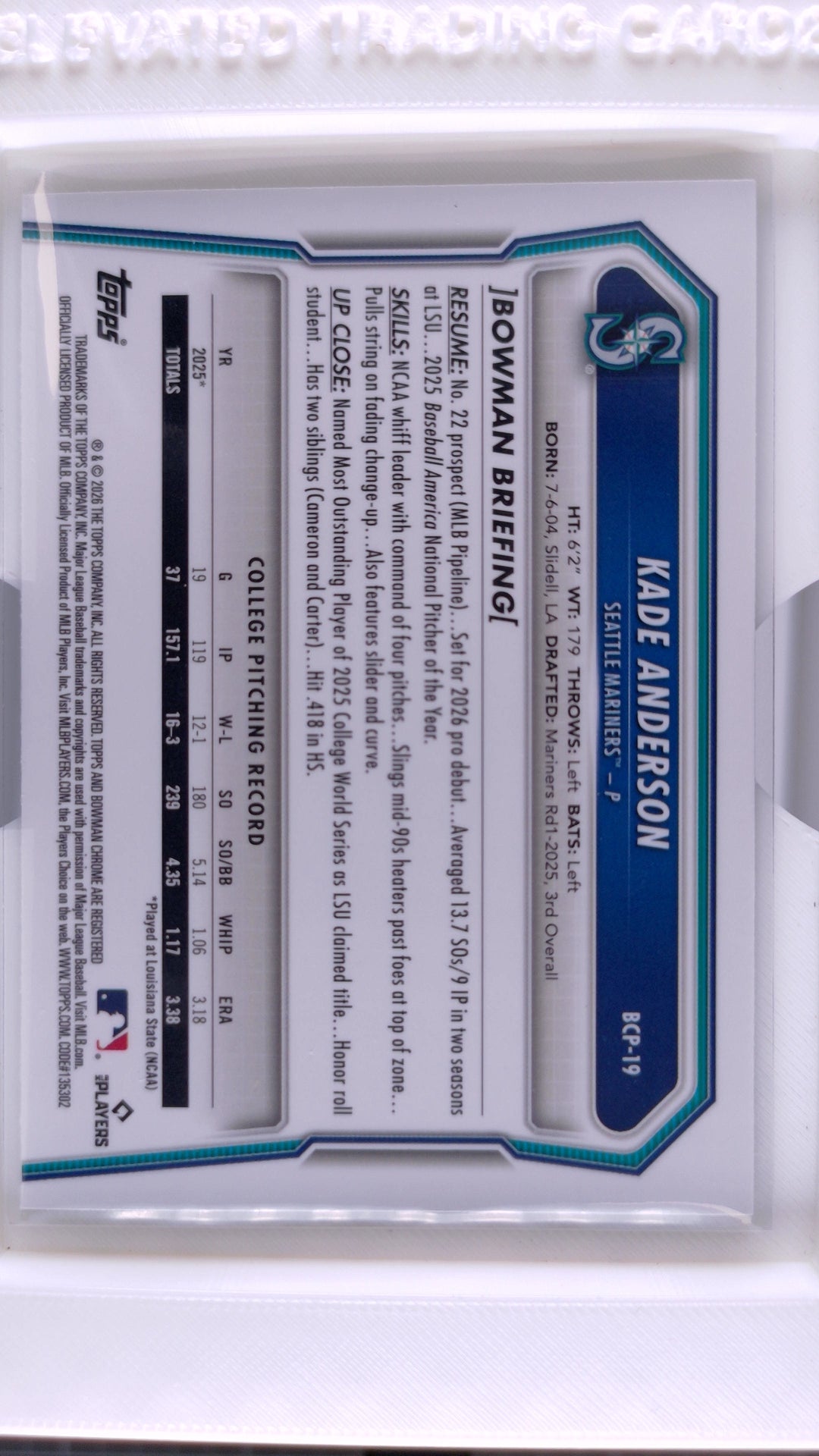 2026 Bowman Baseball Kade Anderson 