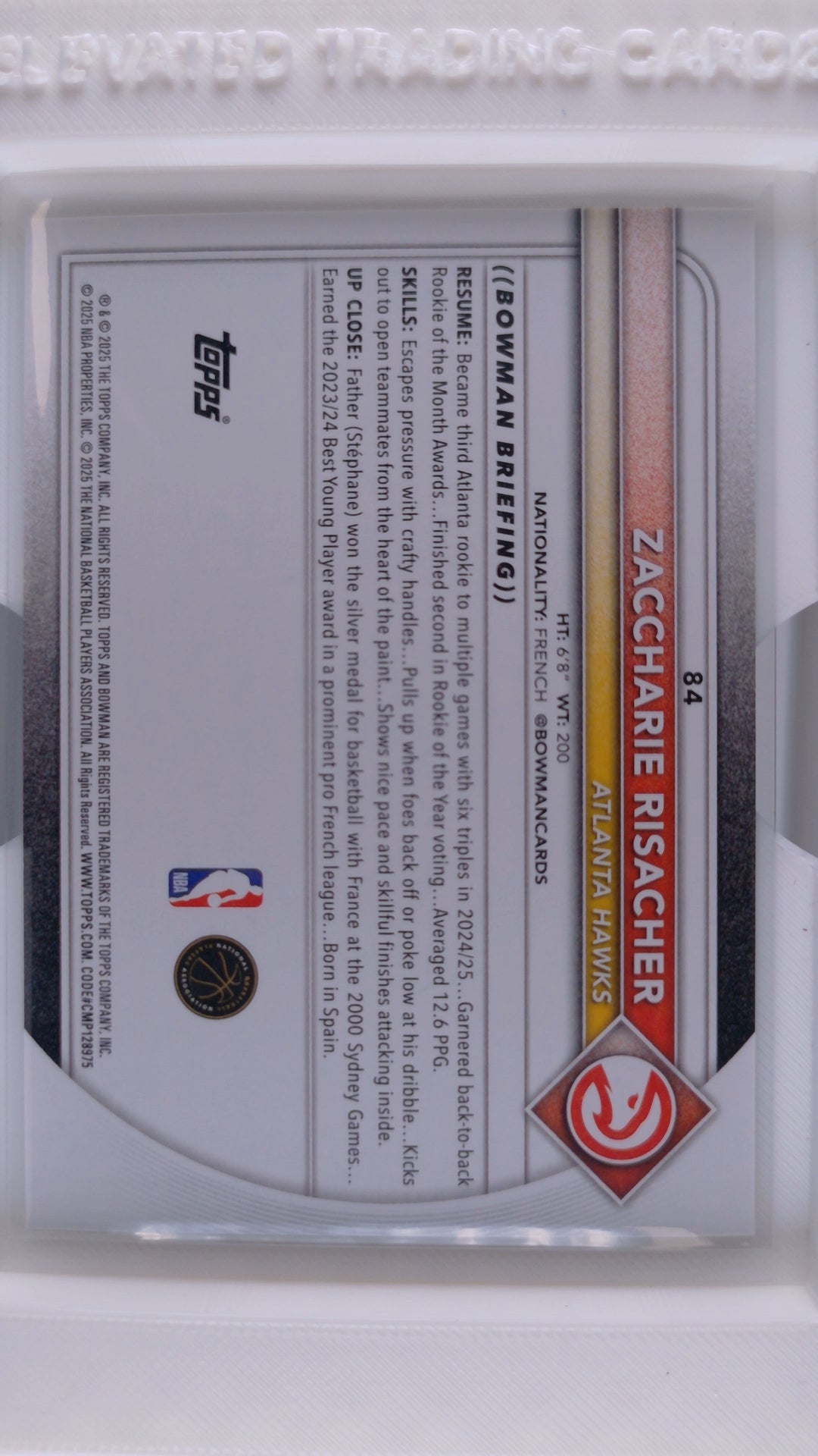 2025 Bowman Basketball Zaccharie Risacher 