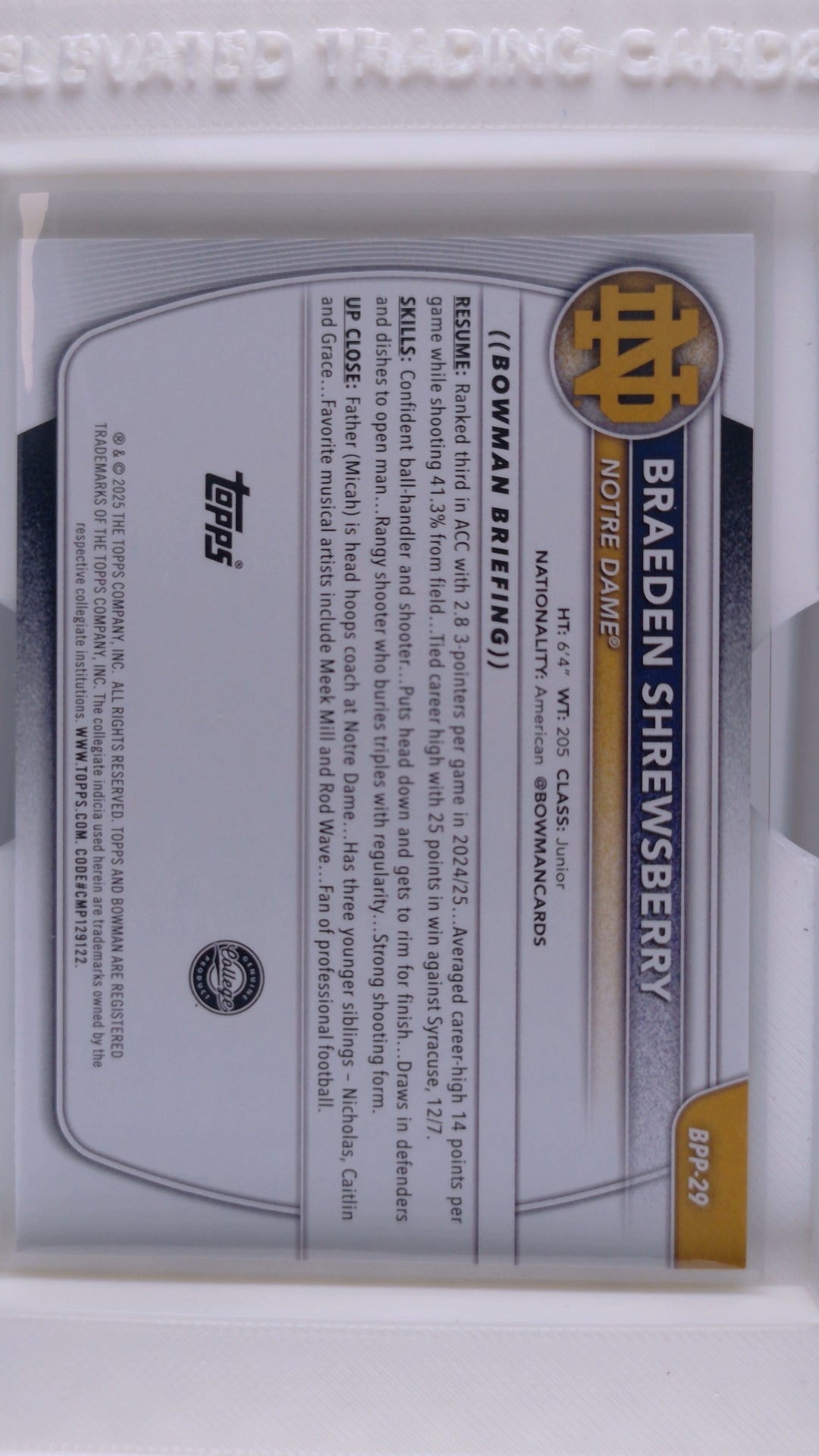 2025 Bowman Basketball Braeden Shrewsberry 