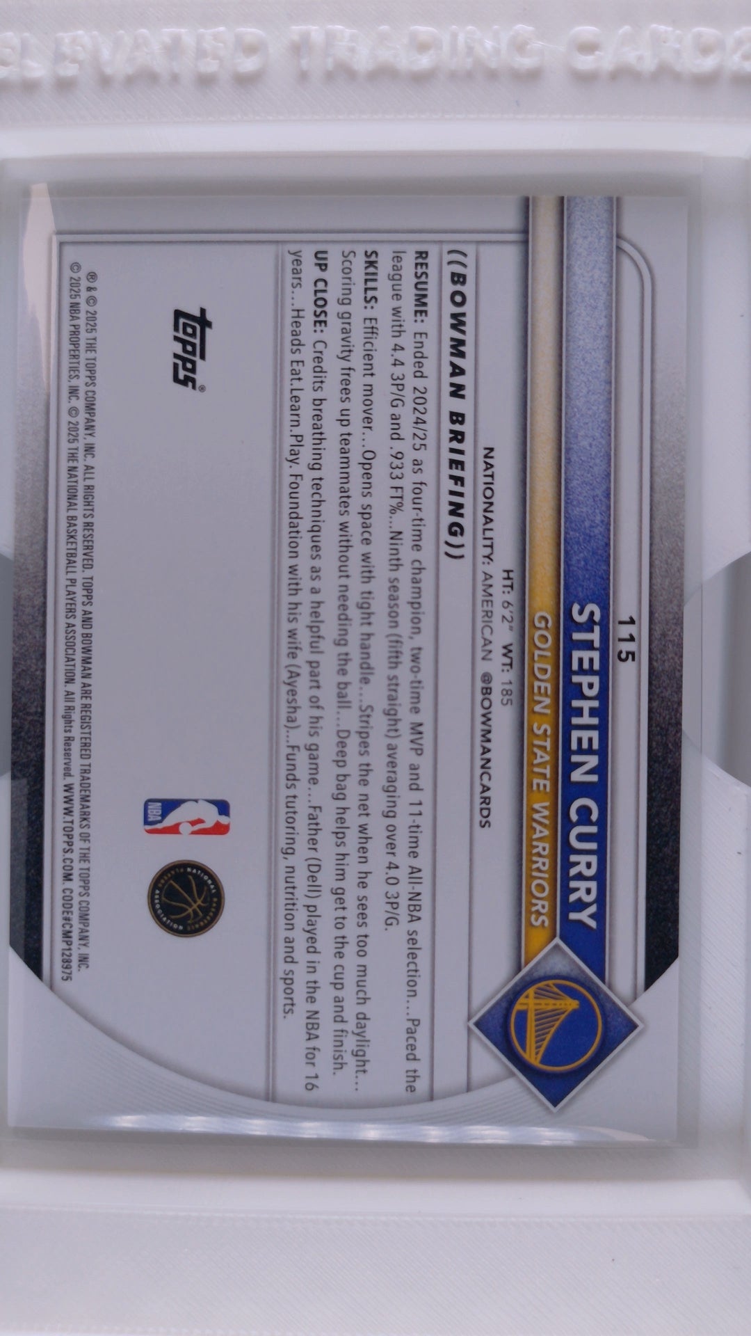 2025 Bowman Basketball Stephen Curry 