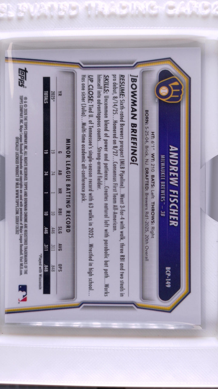 2026 Bowman Baseball Andrew Fischer 