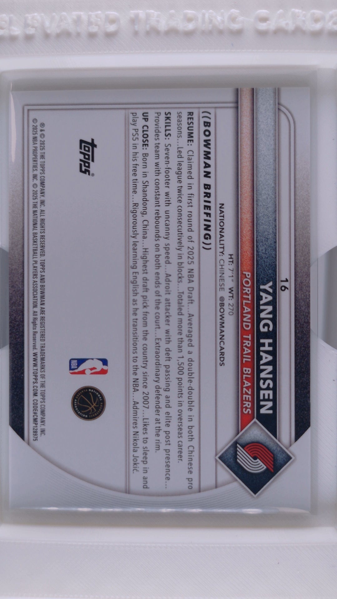 2025 Bowman Basketball Yang Hansen 