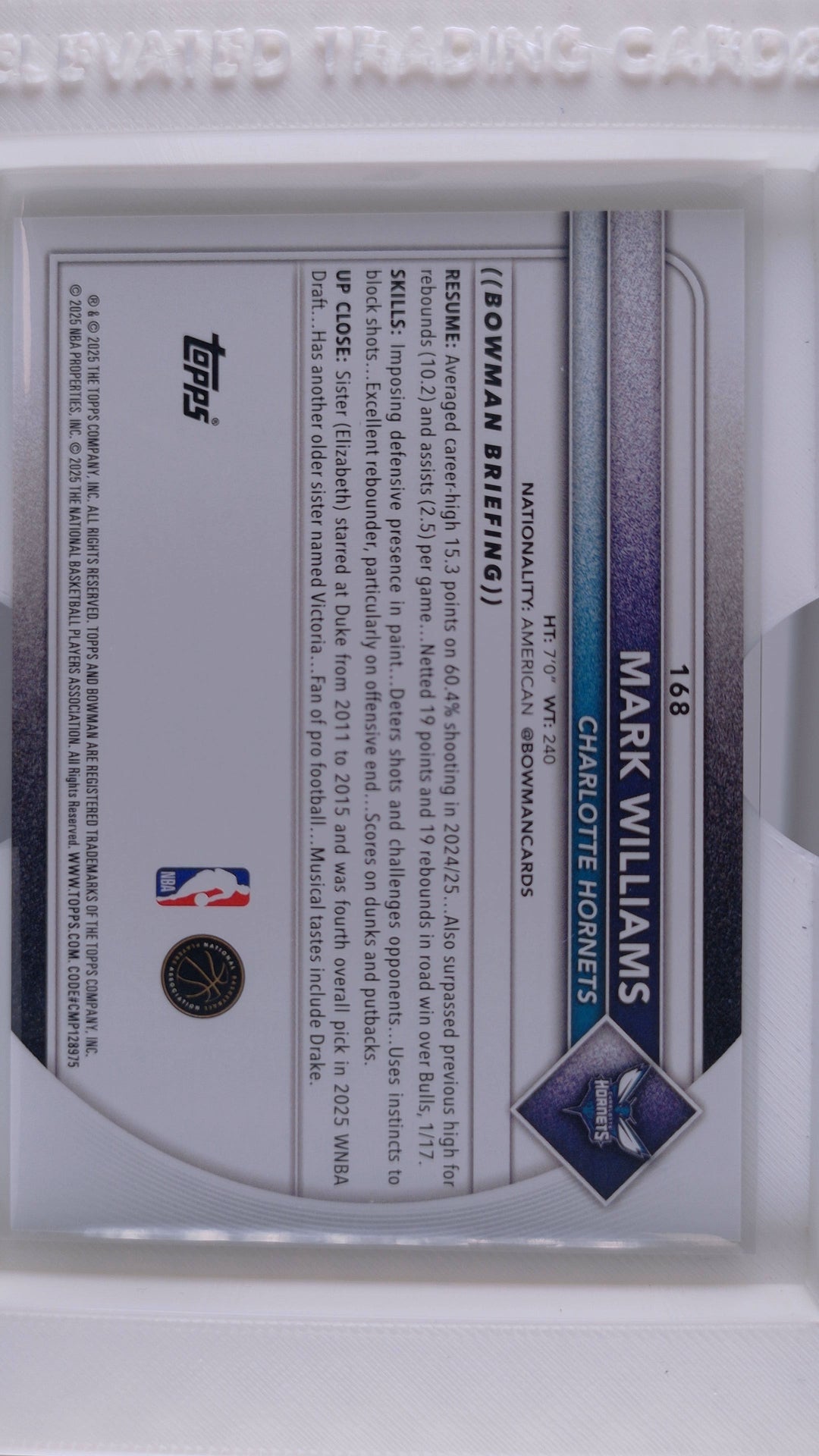 2025 Bowman Basketball Mark Williams 