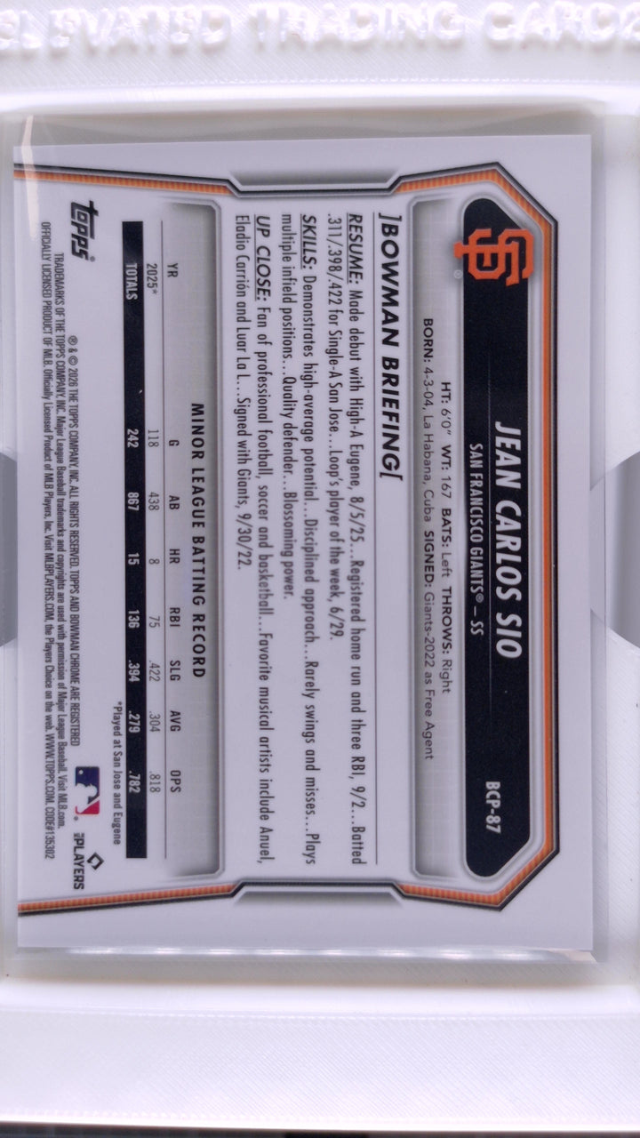 2026 Bowman Baseball Jean Carlos Sio 