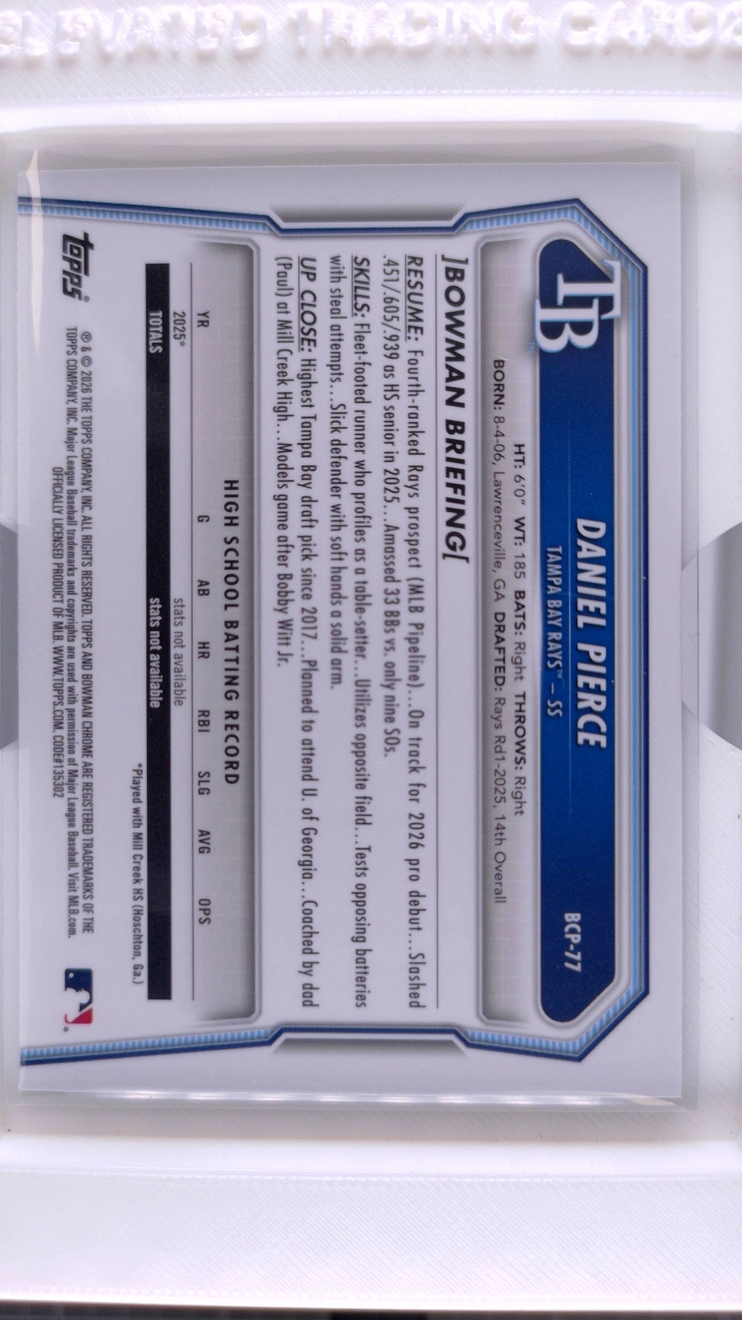 2026 Bowman Baseball Daniel Pierce 