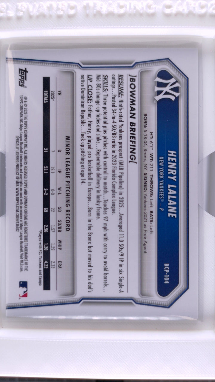 2026 Bowman Baseball Henry Lalane 