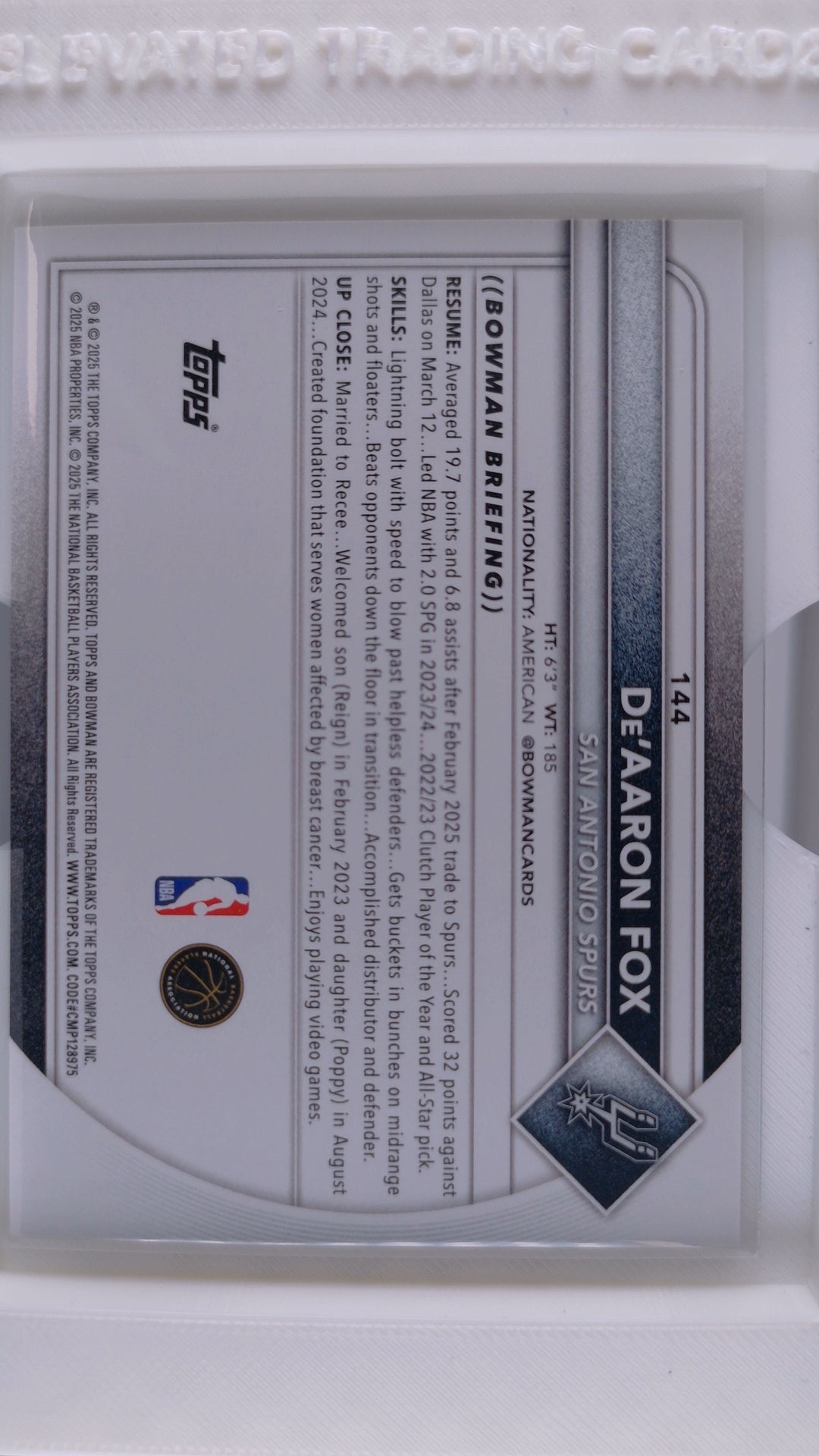 2025 Bowman Basketball De’Aaron Fox 