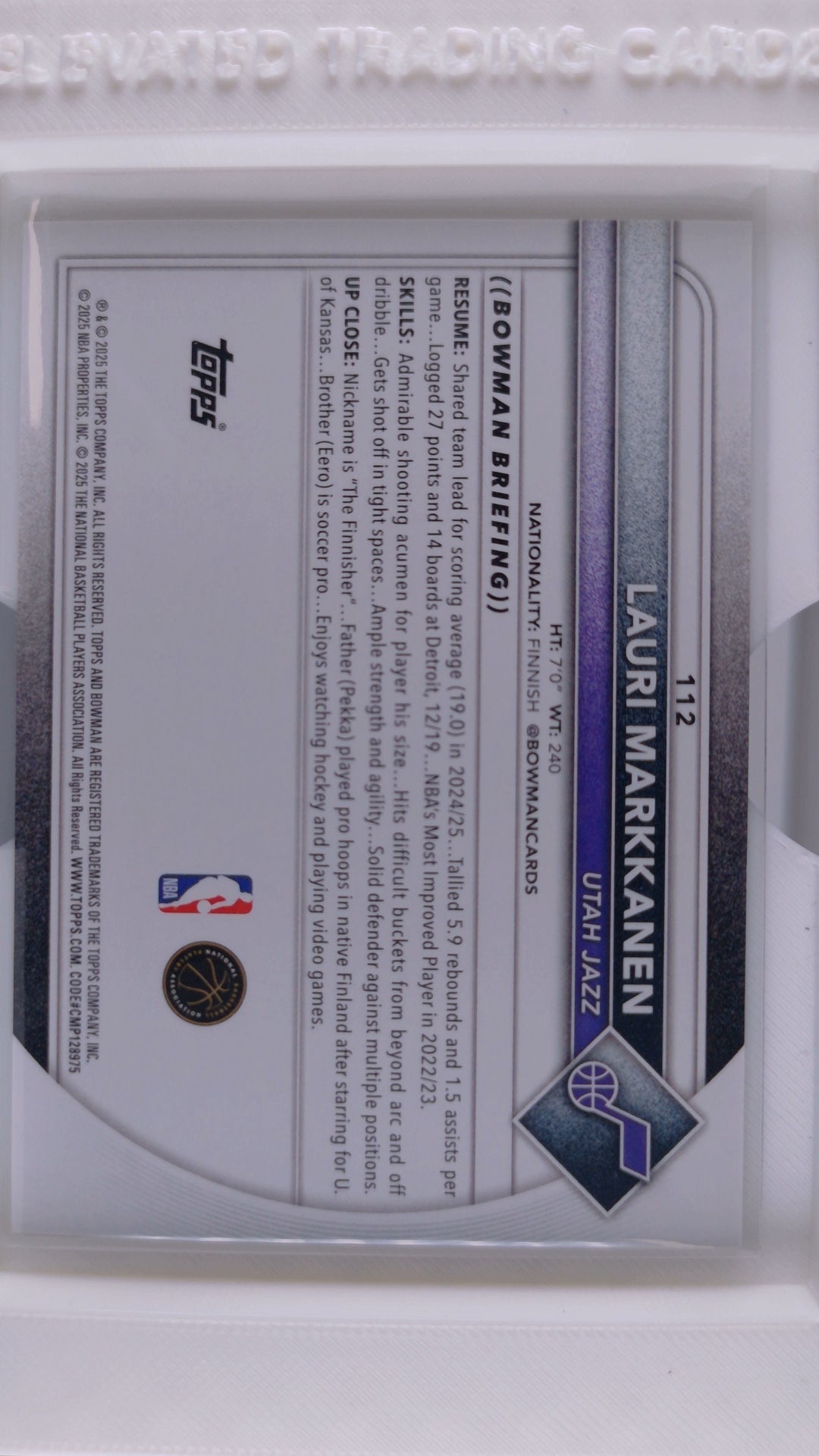2025 Bowman Basketball Lauri Markkanen 